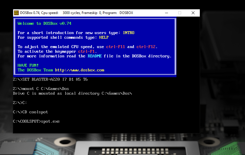 download and install dosbox